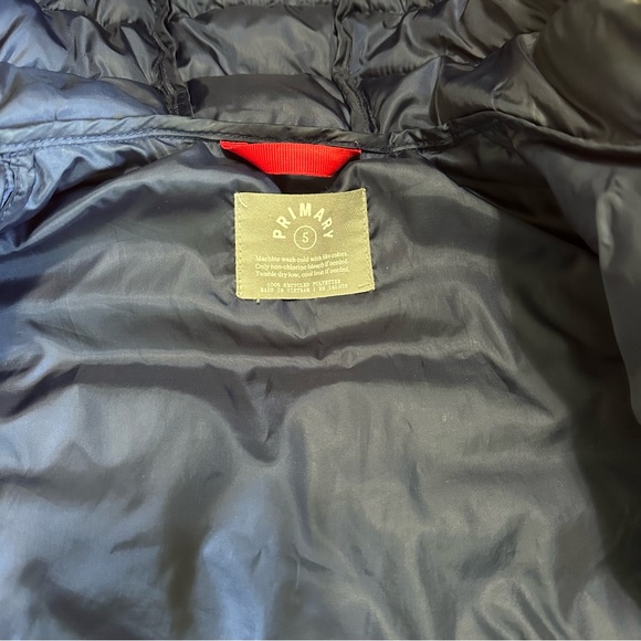 Primary Kids Puffer Jacket - Navy with Rainbow Stripes - Picture 4 of 8